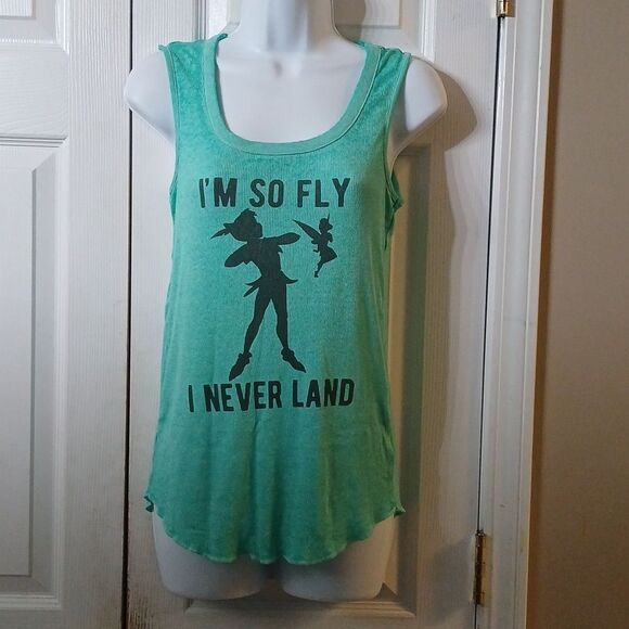 Disney Tinker Bell Peter Pan ribbed tank top I'm So Fly I Never Land Sz M - Picture 1 of 6